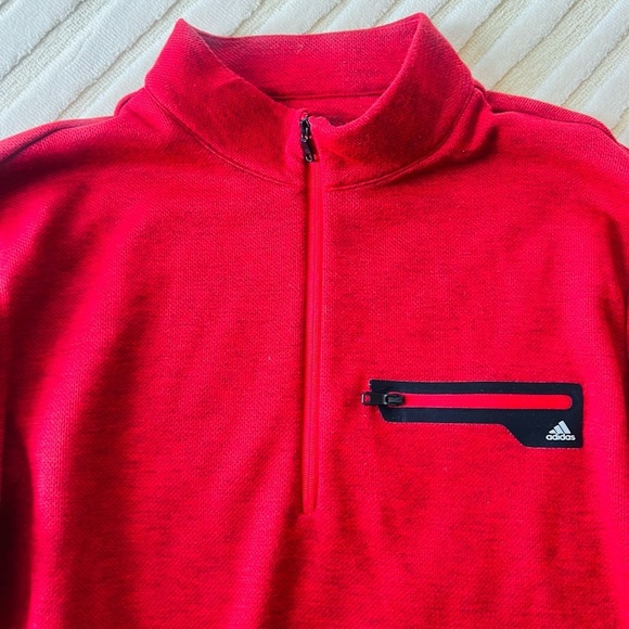 Adidas Red Zip Up Sweater with High Collar - Picture 3 of 5